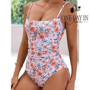 Eomenie Floral Tummy Control One Piece Swimsuit Size M
